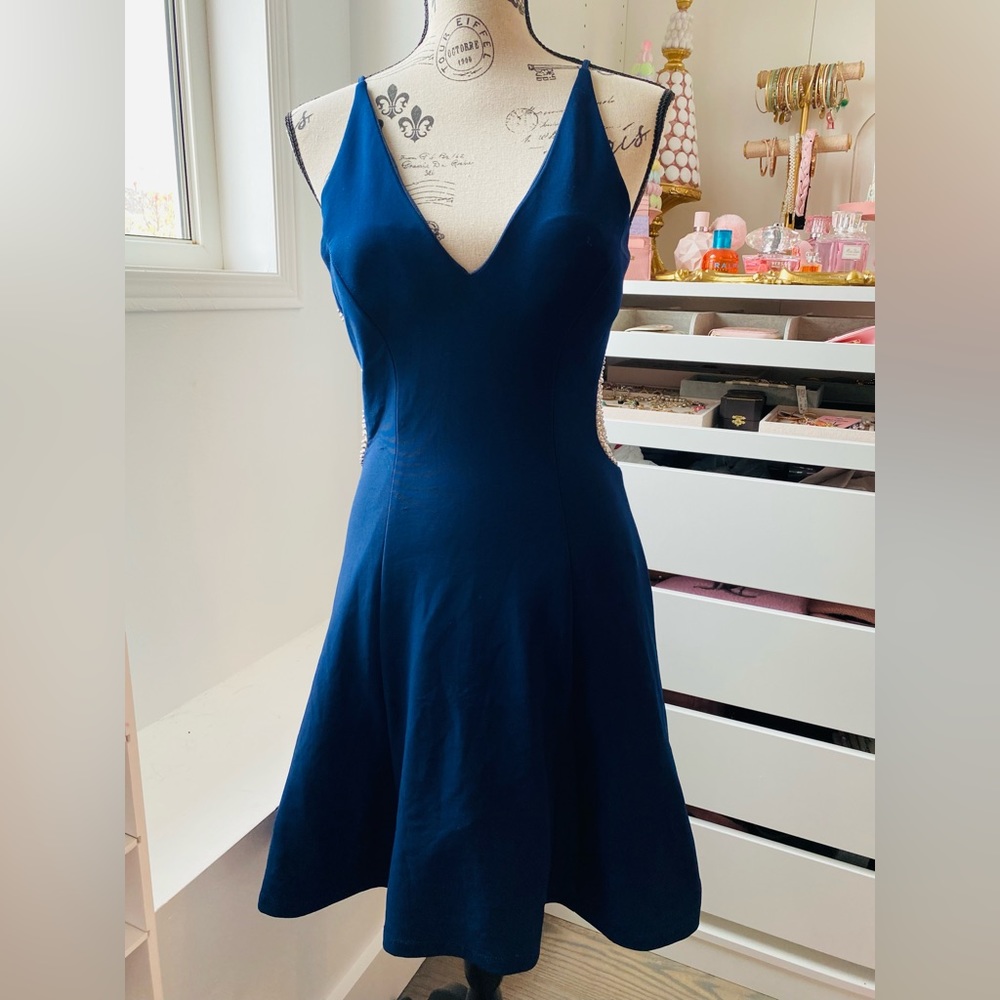 GORGEOUS BLUE DRESS WITH BEADS ON THE BACK